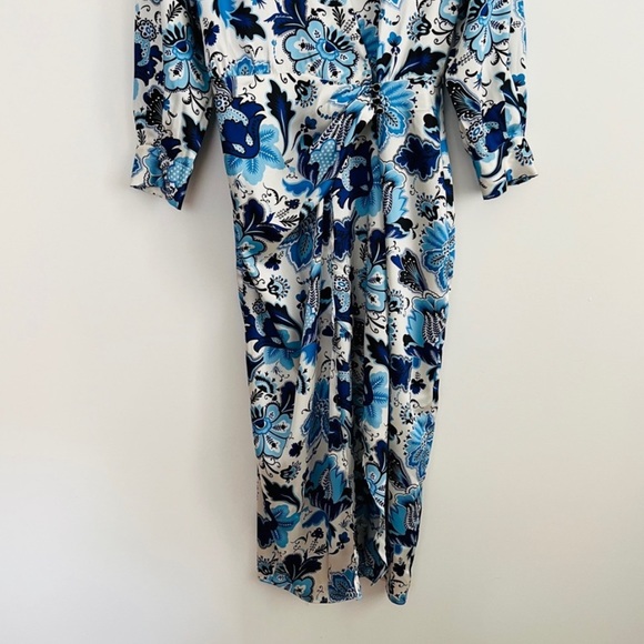 Zara Satin Effect Print Wrap Dress - Picture 15 of 16